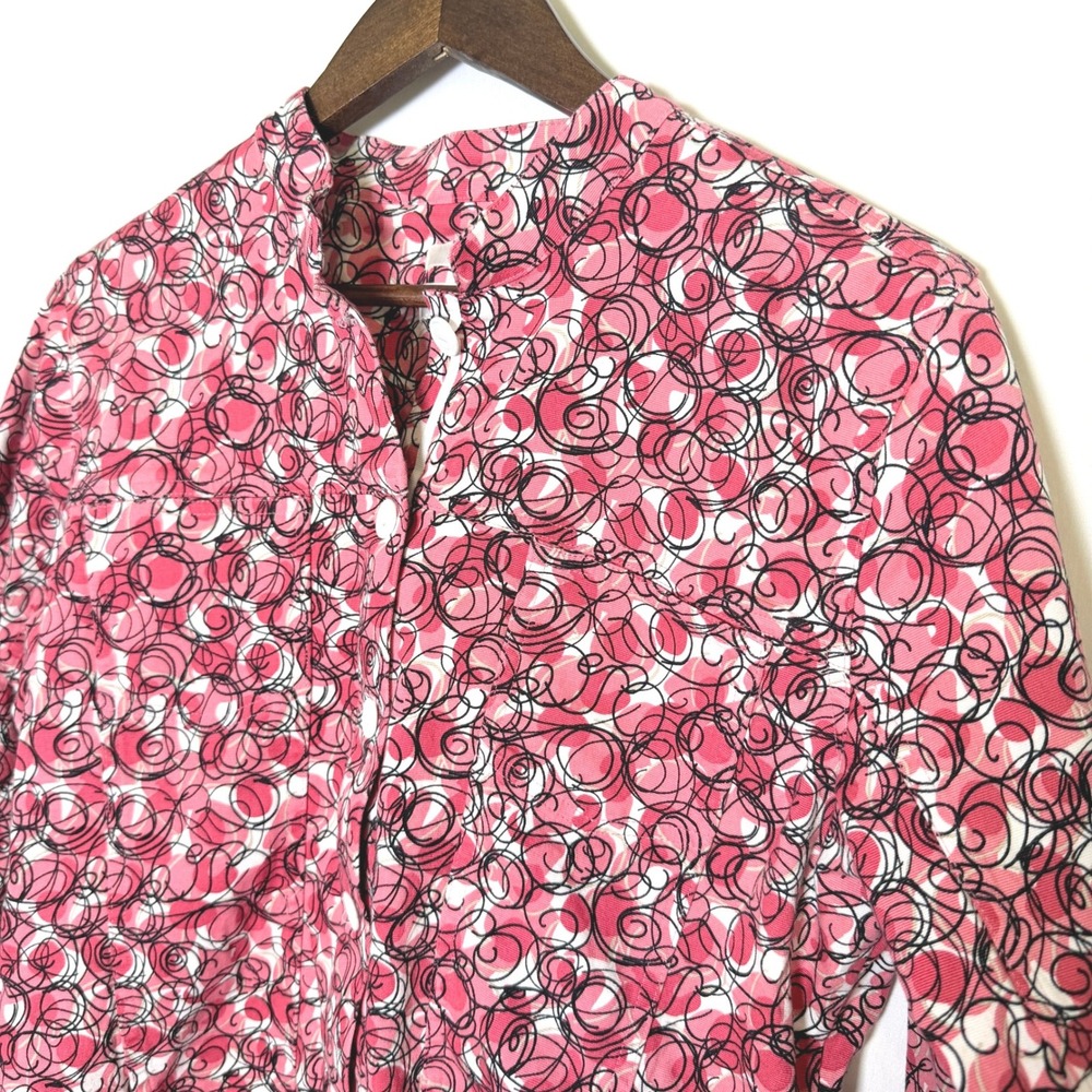 Vintage Christopher & Banks Red Pink Circle Swirl Cotton Stretch Jacket Women L